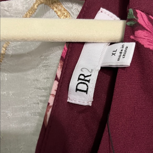 DR2 Burgundy Floral Wrap Dress - Picture 2 of 5